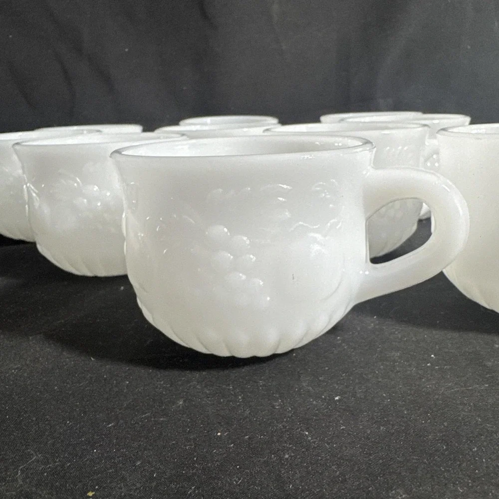 Milk Glass Punch Cups Set Of 10 Jeanette Glass Grapes